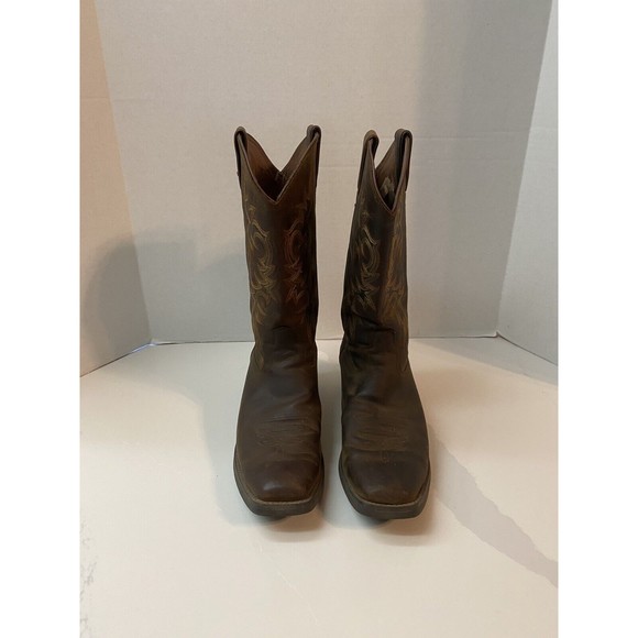 Men’s Justin Boots Comb Last Style#2552 Brown Oil Resistant Square Toe Size 9.5D - Picture 1 of 9